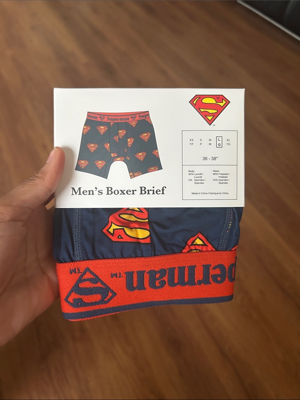 Bioworld Superman Navy Boxer Briefs with Red Waistband